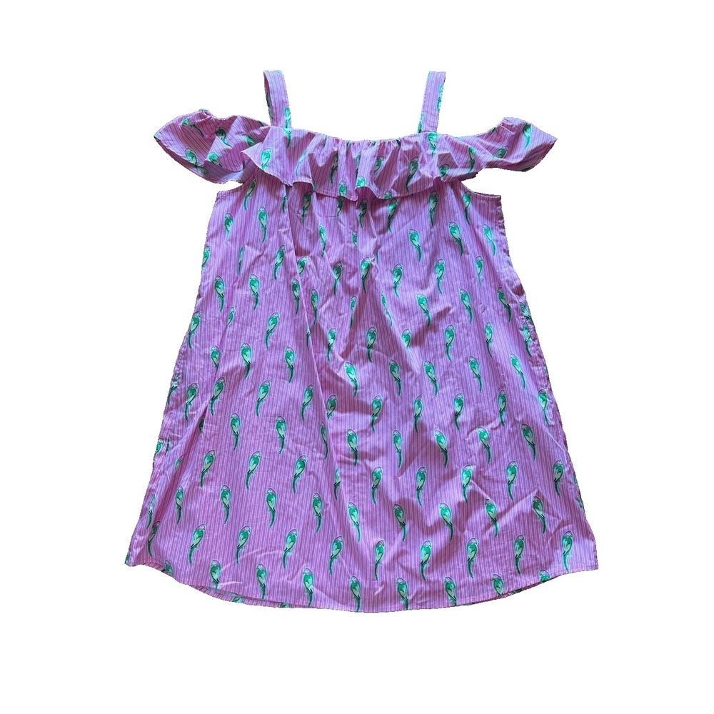 Crown & Ivy Womens Dress Parrot Bird Off Shoulder Ruffle Button Preppy  Size XXL